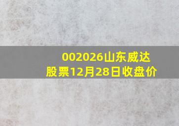 002026山东威达股票12月28日收盘价