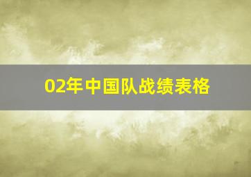 02年中国队战绩表格