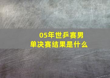 05年世乒赛男单决赛结果是什么