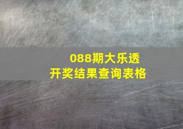 088期大乐透开奖结果查询表格