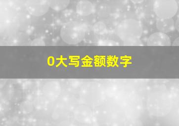 0大写金额数字