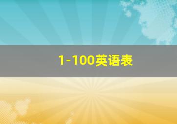 1-100英语表