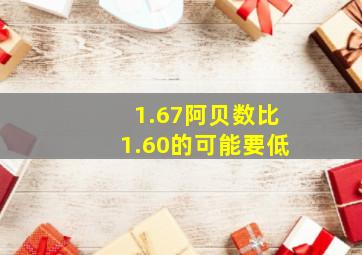 1.67阿贝数比1.60的可能要低