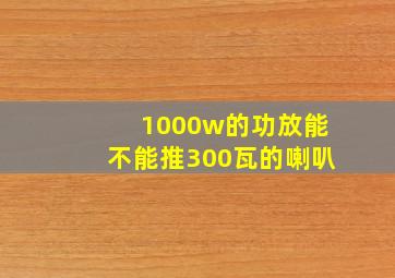 1000w的功放能不能推300瓦的喇叭