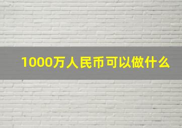 1000万人民币可以做什么