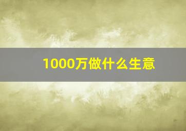 1000万做什么生意