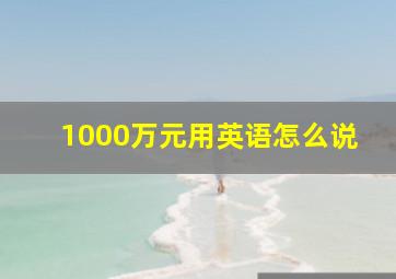 1000万元用英语怎么说