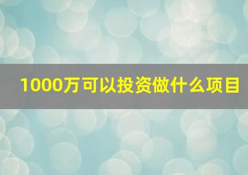 1000万可以投资做什么项目