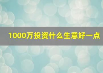 1000万投资什么生意好一点