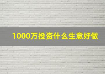 1000万投资什么生意好做