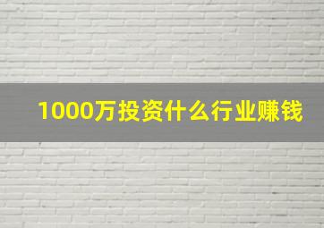 1000万投资什么行业赚钱