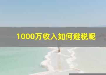 1000万收入如何避税呢