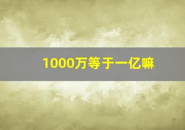 1000万等于一亿嘛