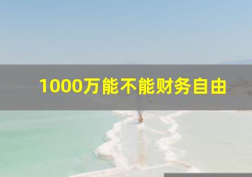 1000万能不能财务自由