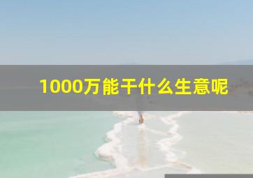 1000万能干什么生意呢