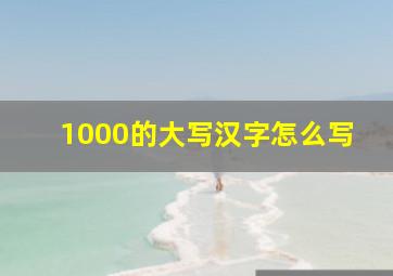 1000的大写汉字怎么写