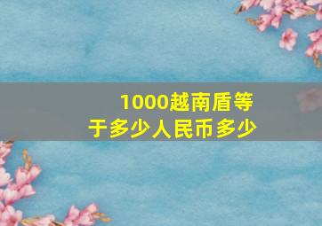 1000越南盾等于多少人民币多少