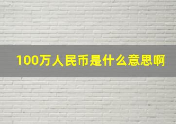 100万人民币是什么意思啊