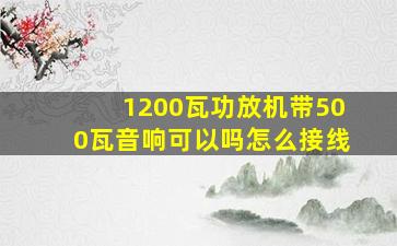 1200瓦功放机带500瓦音响可以吗怎么接线