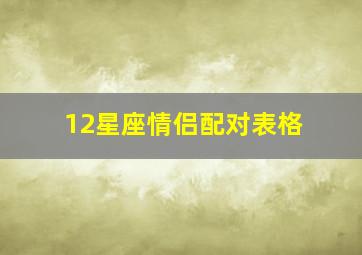 12星座情侣配对表格