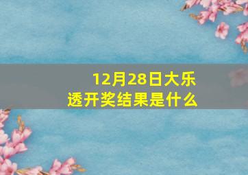 12月28日大乐透开奖结果是什么