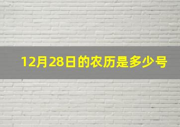 12月28日的农历是多少号