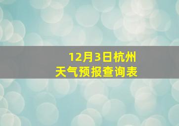 12月3日杭州天气预报查询表