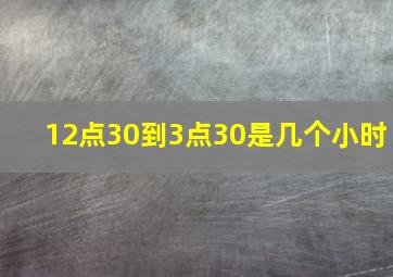 12点30到3点30是几个小时