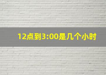 12点到3:00是几个小时