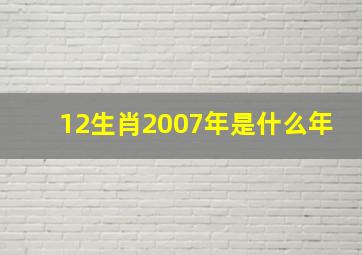 12生肖2007年是什么年