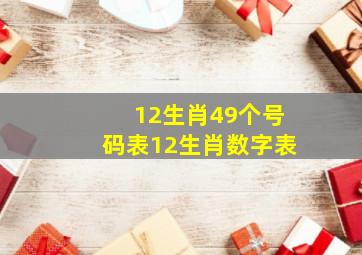 12生肖49个号码表12生肖数字表