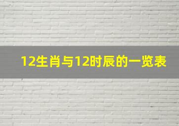 12生肖与12时辰的一览表