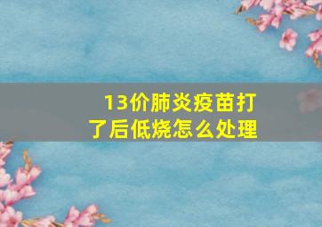 13价肺炎疫苗打了后低烧怎么处理