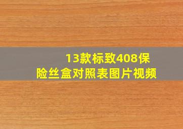 13款标致408保险丝盒对照表图片视频