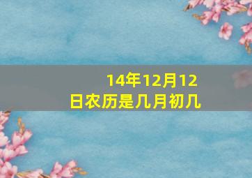 14年12月12日农历是几月初几