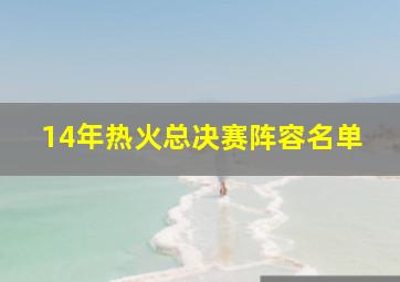 14年热火总决赛阵容名单