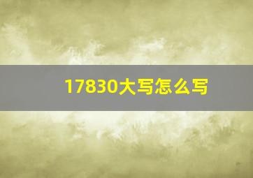 17830大写怎么写