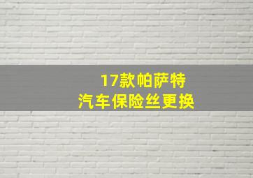 17款帕萨特汽车保险丝更换