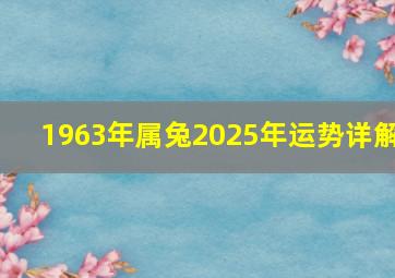 1963年属兔2025年运势详解