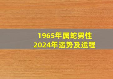 1965年属蛇男性2024年运势及运程