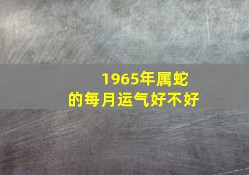 1965年属蛇的每月运气好不好