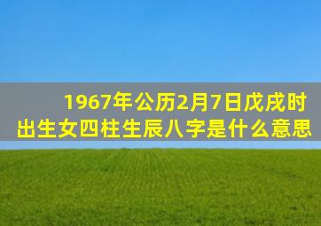 1967年公历2月7日戊戌时出生女四柱生辰八字是什么意思