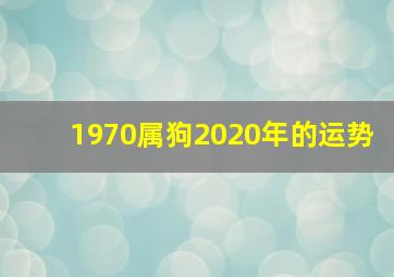 1970属狗2020年的运势