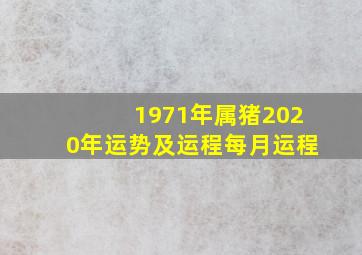 1971年属猪2020年运势及运程每月运程