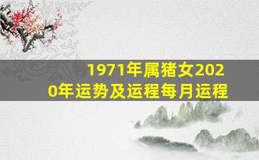 1971年属猪女2020年运势及运程每月运程