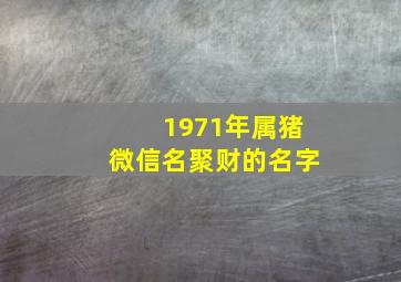 1971年属猪微信名聚财的名字