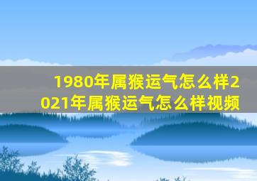 1980年属猴运气怎么样2021年属猴运气怎么样视频