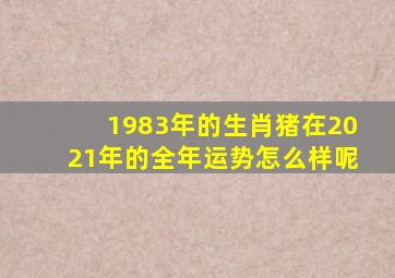 1983年的生肖猪在2021年的全年运势怎么样呢