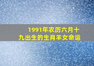 1991年农历六月十九出生的生肖羊女命运