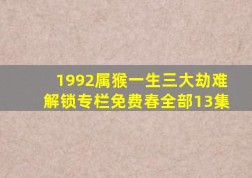 1992属猴一生三大劫难解锁专栏免费春全部13集